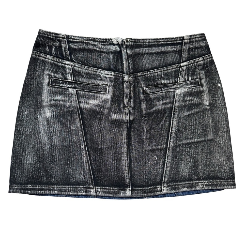 NWT New Blank NYC Denim Coated Metallic Heart Mini Skirt Size 29 - Picture 3 of 7